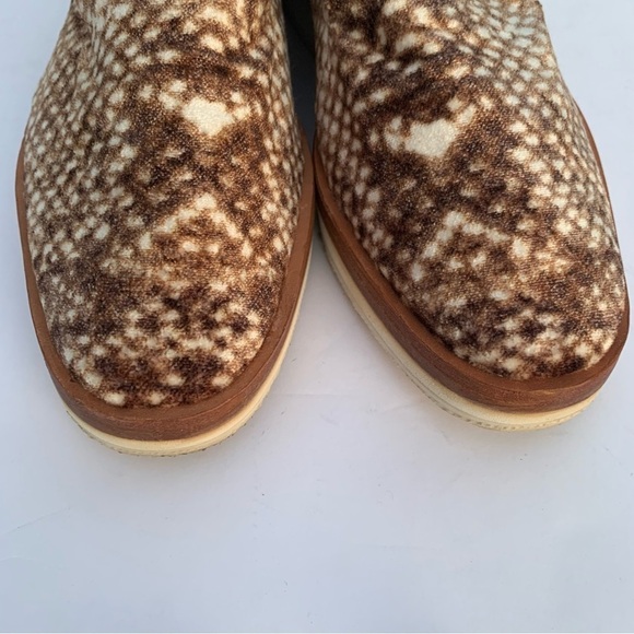 Free People Bohemian Western Snake Eyes Brown and White Loafer Slip Ons - Picture 8 of 12